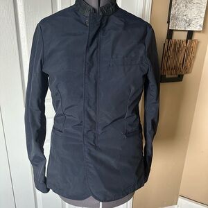 Armani exchange navy with dark denim trim full zip women’s spring jacket